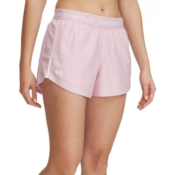 Under Armour Women's Tech 3" Play Up Shorts Pink White Pull On Active Stretch XL - Picture 1 of 6